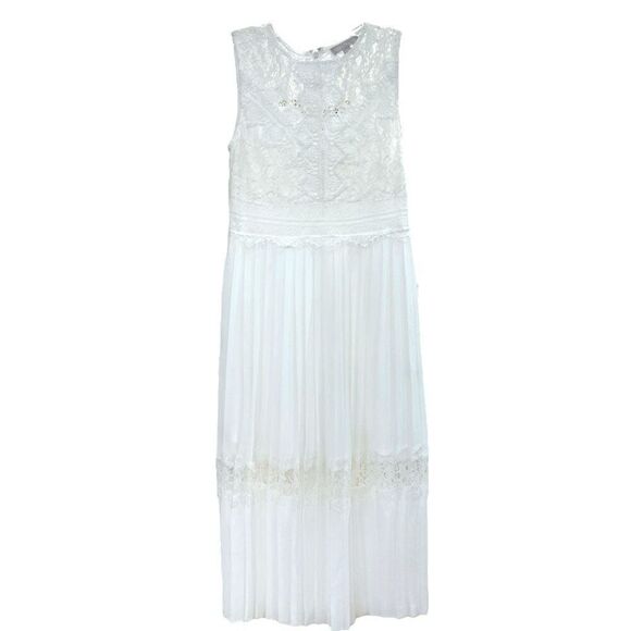 NEW Chelsea 28 White Lace & Chiffon Sleeveless Midi Dress - Size Small - NWT - Picture 4 of 6